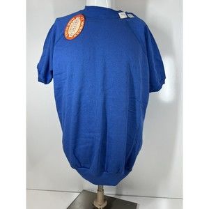 NWT Vintage J E Morgan Blue Fleece Sweater Short Sleeve Shirt Womens xl